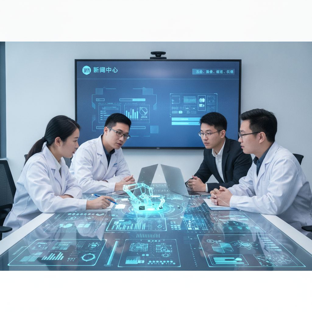 工程师团队讨论新一代智能传感器的应用前景。